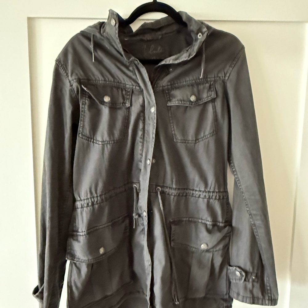 Talula Gray Utility Jacket with Stand-Up Collar